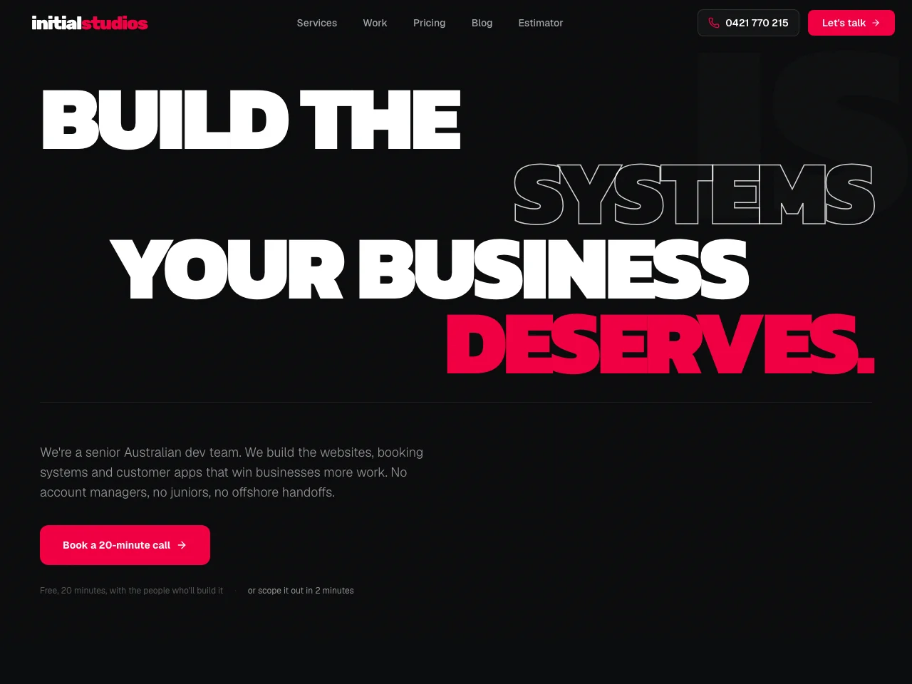 Initial Studios homepage